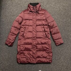 Barbour Weatheram Longline Quilted Puffer Coat Purple Wine SIZE 4 US Women